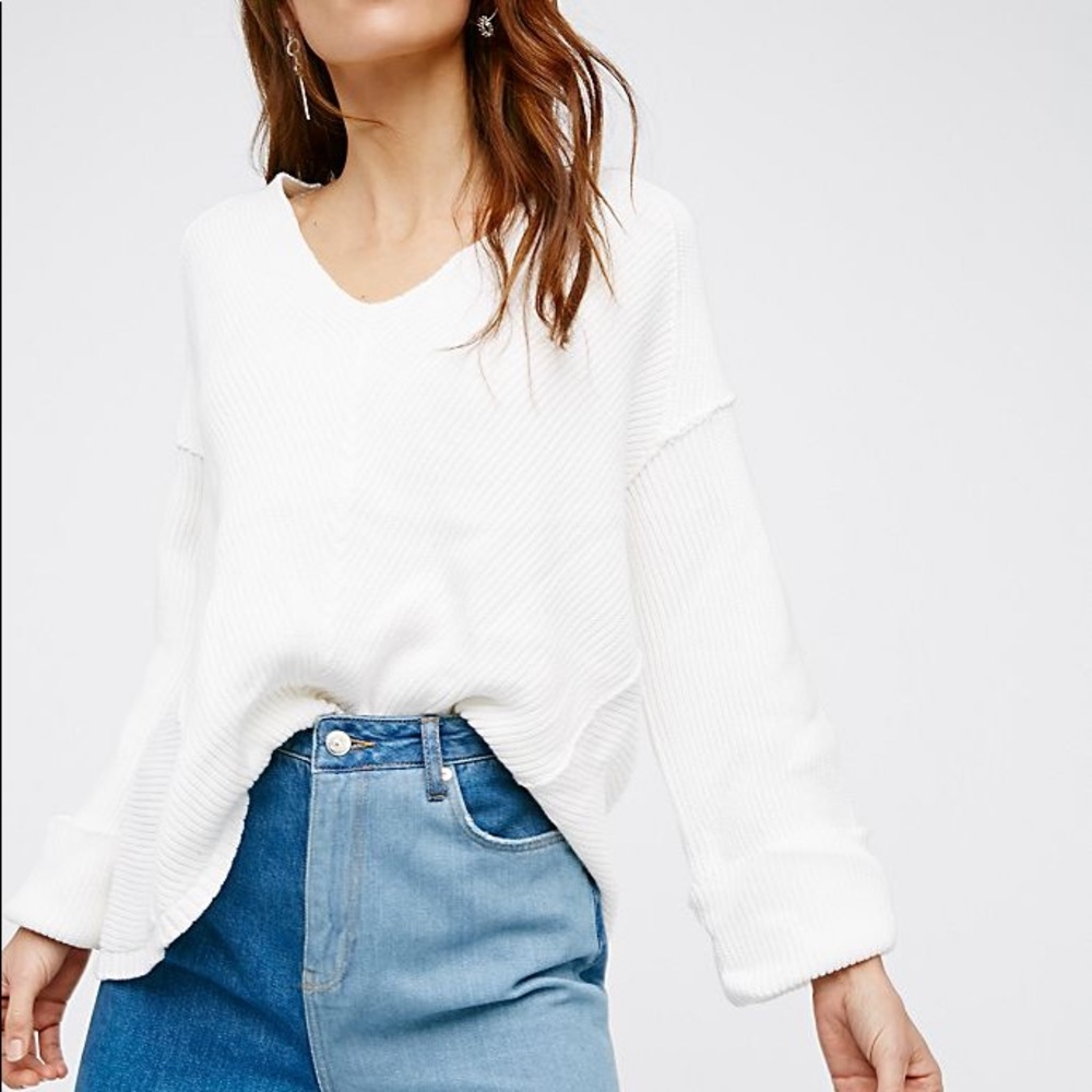 Free People White La Brea Sweater